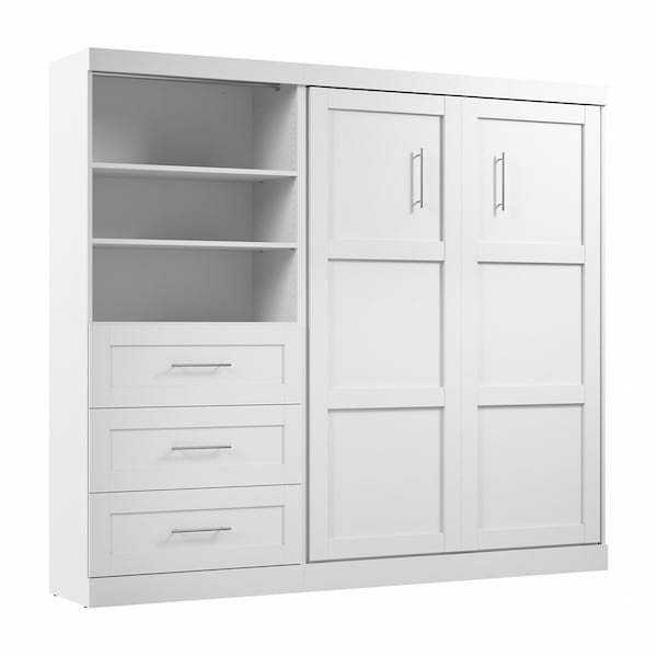 Bestar Bestar Pur Full Murphy Bed and Shelving Unit with Drawers (95W) in White 26891-17 - main